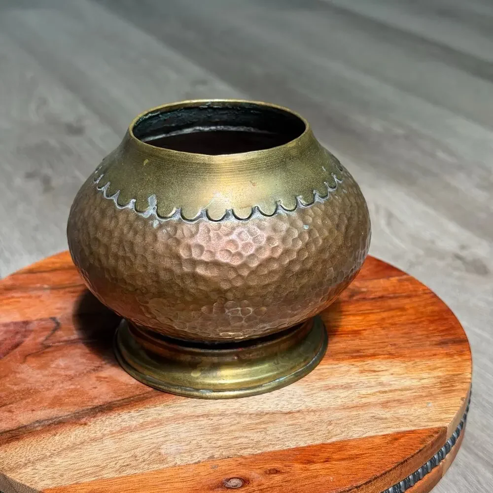 Vintage Maudoux Dinant Belgium Hammered Copper & Brass Vase Made in Belgium MCM